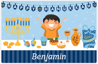 Thumbnail for Personalized Hanukkah Placemat I - Celebration Table - Black Hair Boy -  View