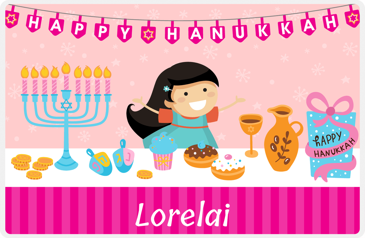 Personalized Hanukkah Placemat II - Celebration Table - Asian Girl -  View