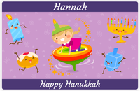 Thumbnail for Personalized Hanukkah Placemat III - Rainbow Dreidel - Blonde Girl -  View