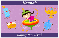 Thumbnail for Personalized Hanukkah Placemat III - Rainbow Dreidel - Asian Girl -  View