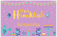 Thumbnail for Personalized Hanukkah Placemat VII - Happy Hanukkah - Purple Background -  View