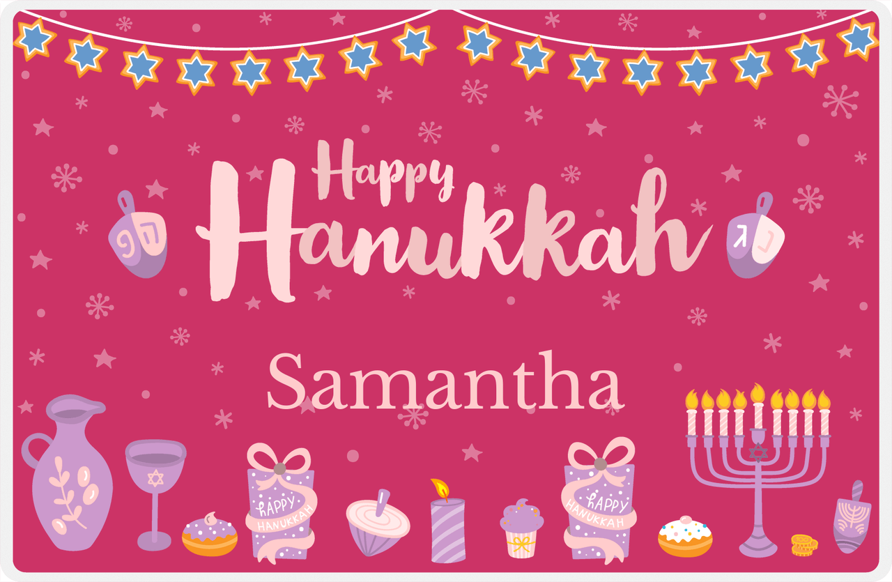 Personalized Hanukkah Placemat VII - Happy Hanukkah - Red Background -  View