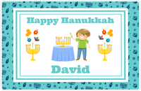 Thumbnail for Personalized Hanukkah Placemat VIII - Menorah Lighting - Blond Boy -  View