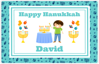 Thumbnail for Personalized Hanukkah Placemat VIII - Menorah Lighting - Brown Hair Boy -  View