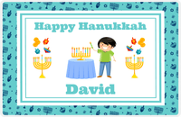 Thumbnail for Personalized Hanukkah Placemat VIII - Menorah Lighting - Black Hair Boy -  View