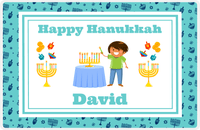 Thumbnail for Personalized Hanukkah Placemat VIII - Menorah Lighting - Black Boy I -  View