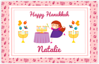 Thumbnail for Personalized Hanukkah Placemat IX - Menorah Lighting - Redhead Girl -  View