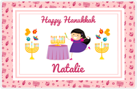 Thumbnail for Personalized Hanukkah Placemat IX - Menorah Lighting - Asian Girl -  View