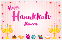 Thumbnail for Personalized Hanukkah Placemat XI - Menorah Fun - Pink Background -  View