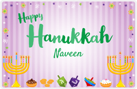Thumbnail for Personalized Hanukkah Placemat XI - Menorah Fun - Purple Background -  View