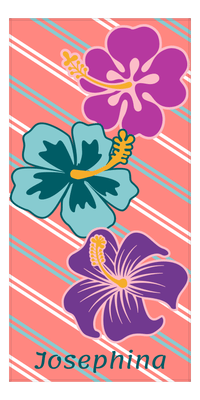 Thumbnail for Personalized Hibiscus Flower Beach Towel IV - Pink Background - Front View