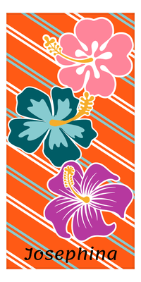 Thumbnail for Personalized Hibiscus Flower Beach Towel IV - Orange Background - Front View