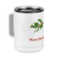 Thumbnail for Personalized Holly LeavesCoffee Mug Tumbler with Handle (15 oz) - Front print - Front Left View