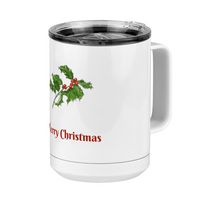 Thumbnail for Personalized Holly LeavesCoffee Mug Tumbler with Handle (15 oz) - Front print - Front Right View