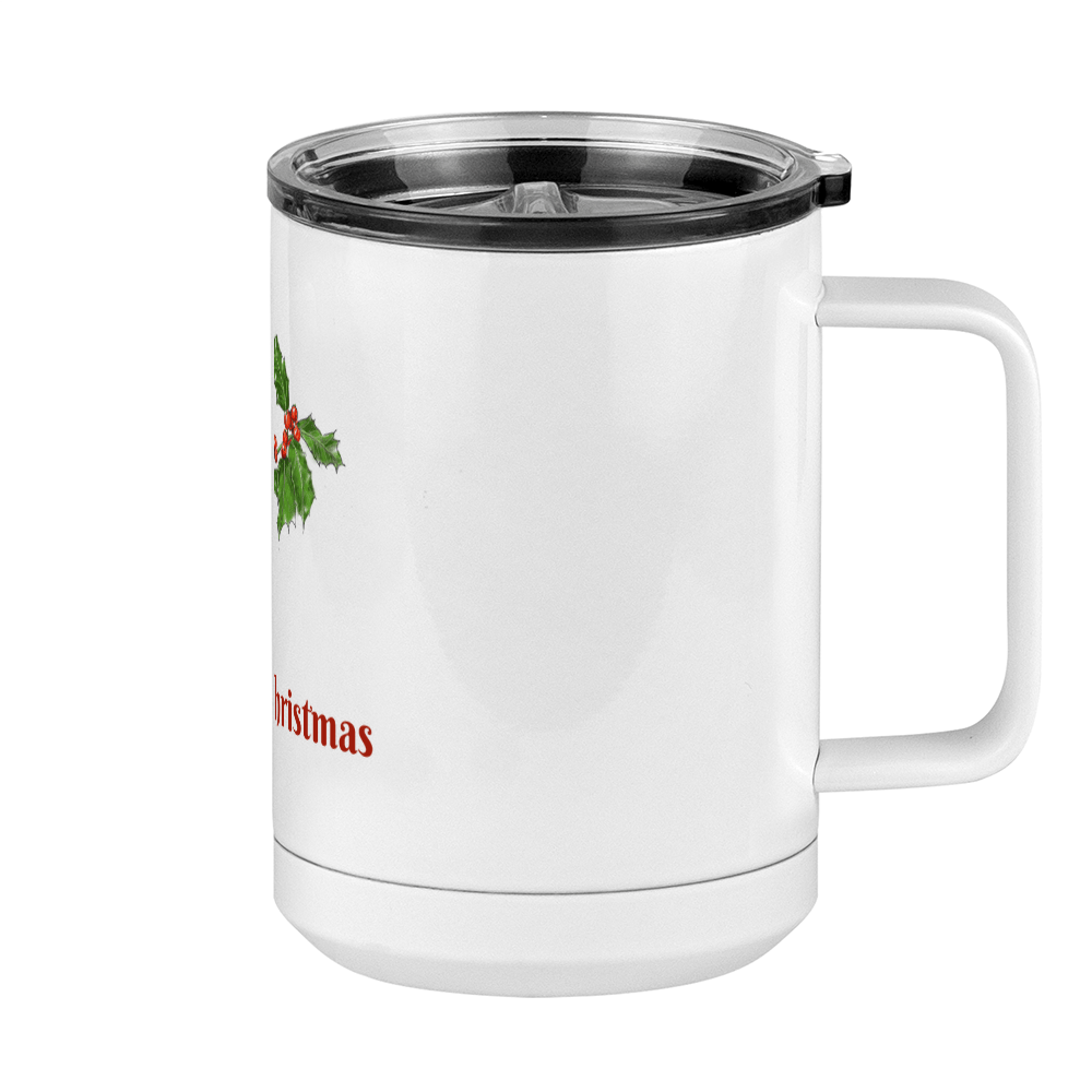Personalized Holly LeavesCoffee Mug Tumbler with Handle (15 oz) - Front print - Right View