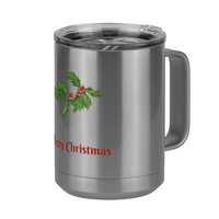 Thumbnail for Personalized Holly LeavesCoffee Mug Tumbler with Handle (15 oz) - Front print - Front Right View