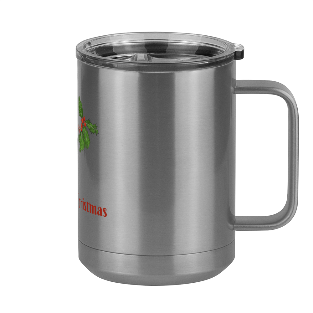 Personalized Holly LeavesCoffee Mug Tumbler with Handle (15 oz) - Front print - Right View