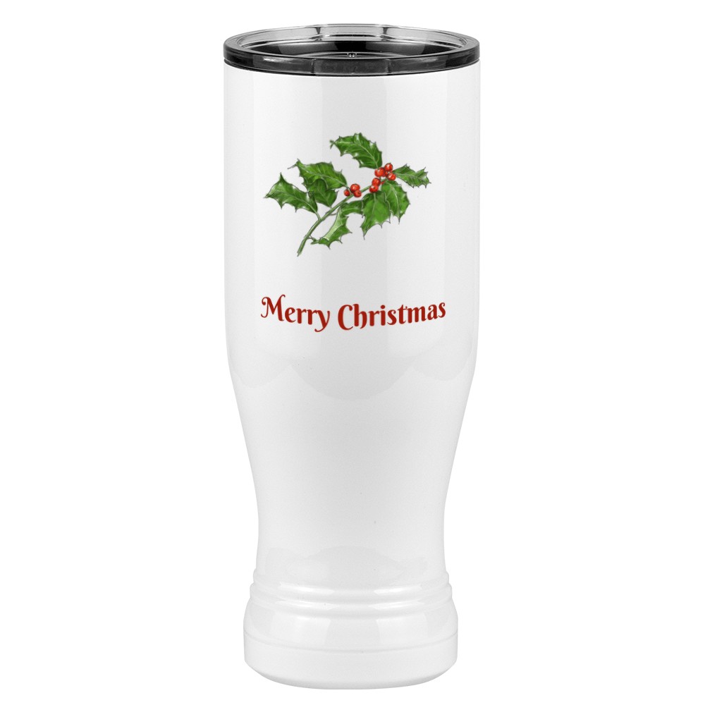 Personalized Holly Leaves Pilsner Tumbler (20 oz) - Front print - Front View