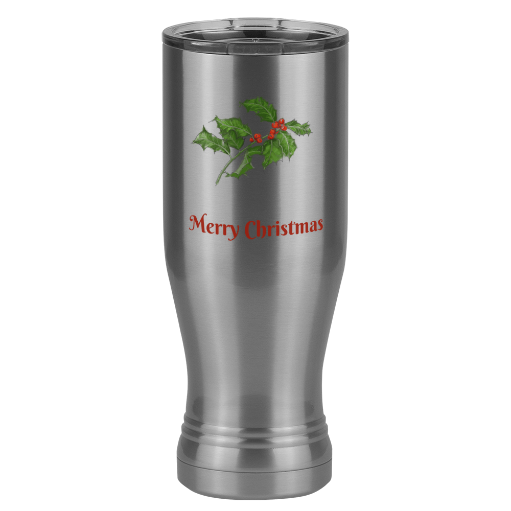 Personalized Holly Leaves Pilsner Tumbler (20 oz) - Front print - Front View