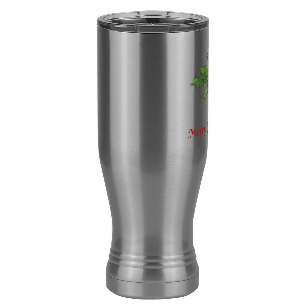 Personalized Holly Leaves Pilsner Tumbler (20 oz) - Front print - Left View
