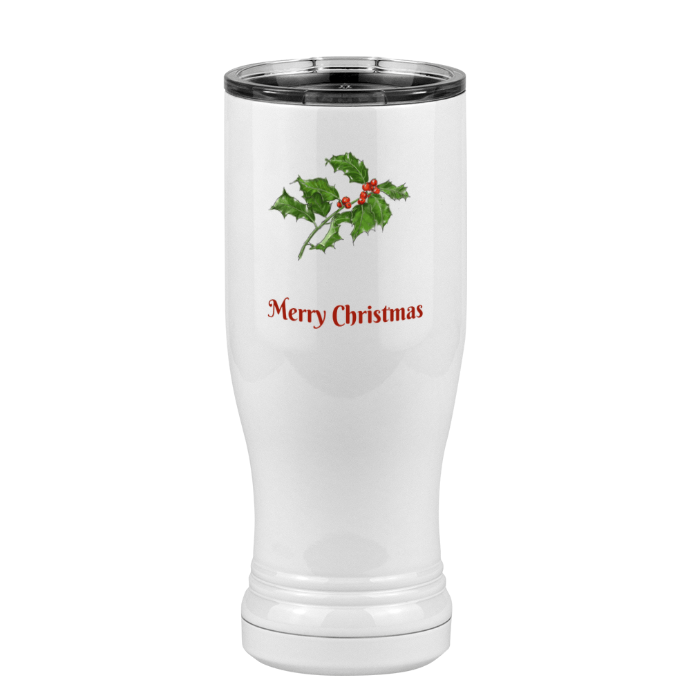 Personalized Holly Leaves Pilsner Tumbler (14 oz) - Front print - Front View