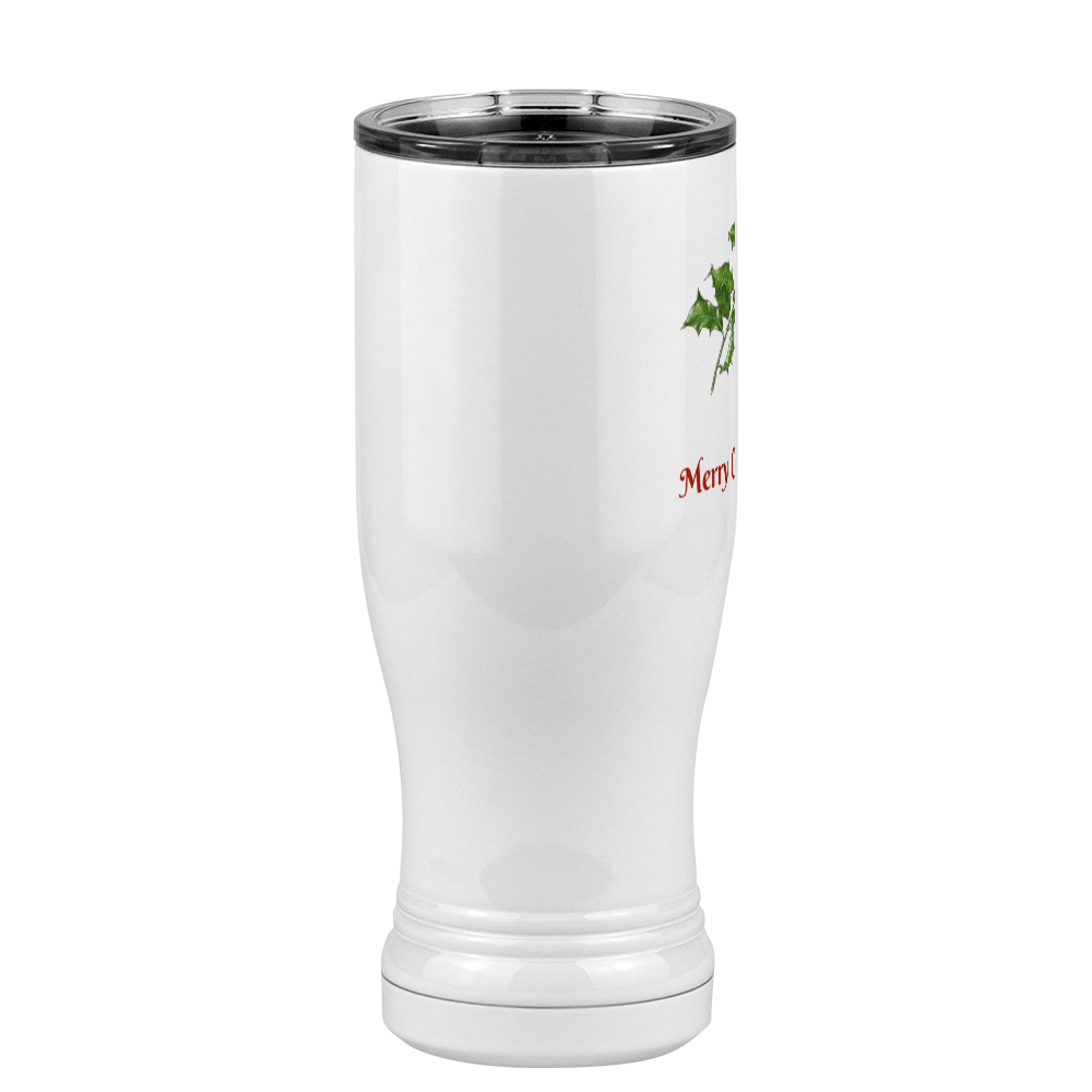 Personalized Holly Leaves Pilsner Tumbler (14 oz) - Front print - Left View