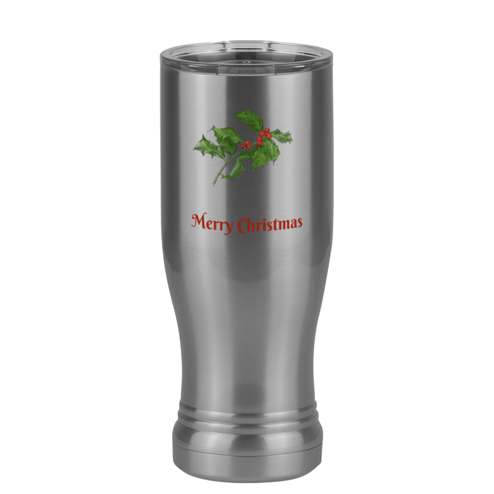 Personalized Holly Leaves Pilsner Tumbler (14 oz) - Front print - Front View