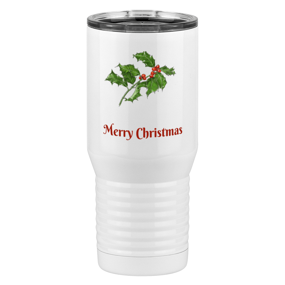 Personalized Holly Leaves Tall Travel Tumbler (20 oz) - Front print - Front View