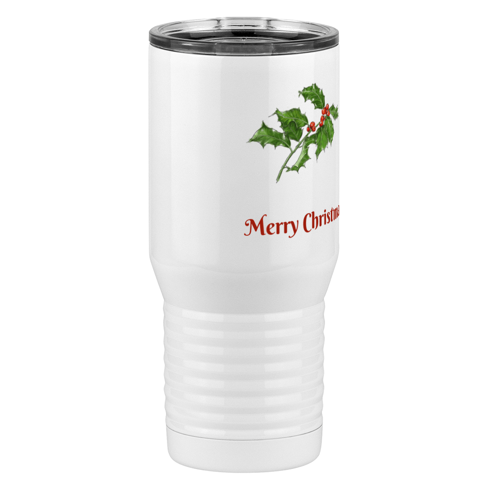 Personalized Holly Leaves Tall Travel Tumbler (20 oz) - Front print - Front Left View