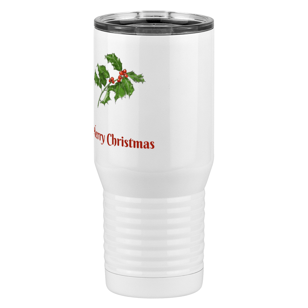 Personalized Holly Leaves Tall Travel Tumbler (20 oz) - Front print - Front Right View