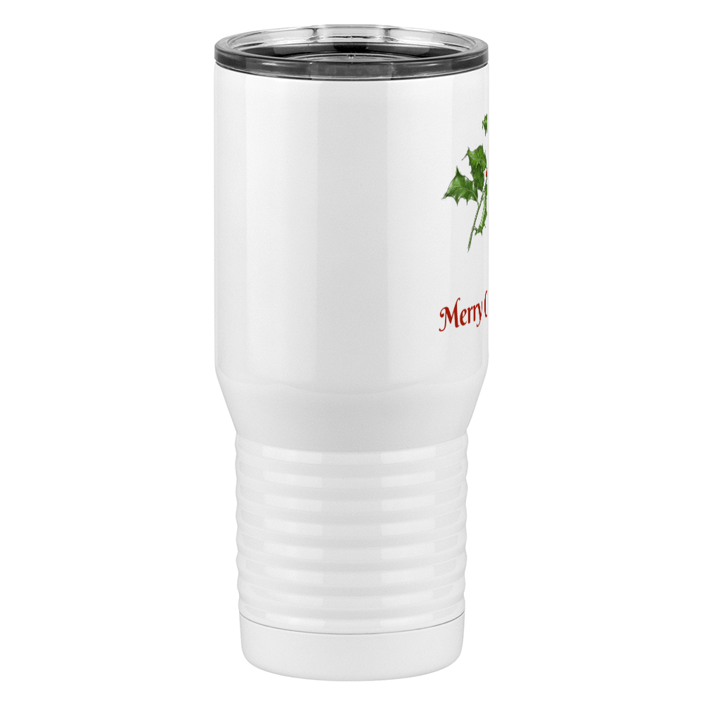 Personalized Holly Leaves Tall Travel Tumbler (20 oz) - Front print - Left View