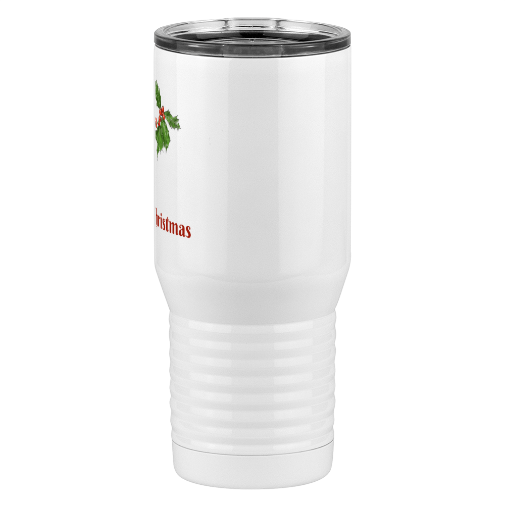 Personalized Holly Leaves Tall Travel Tumbler (20 oz) - Front print - Right View