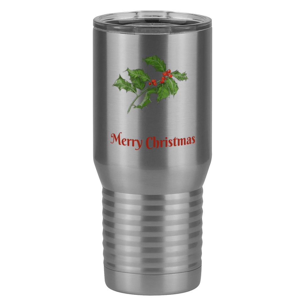 Personalized Holly Leaves Tall Travel Tumbler (20 oz) - Front print - Front View