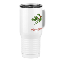 Thumbnail for Personalized Holly Leaves Travel Coffee Mug Tumbler with Handle (20 oz) - 2-sided print - Front Right View