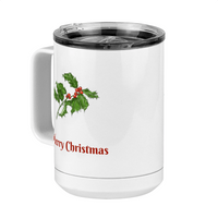 Thumbnail for Personalized Holly LeavesCoffee Mug Tumbler with Handle (15 oz) - 2-sided print - Front Left View