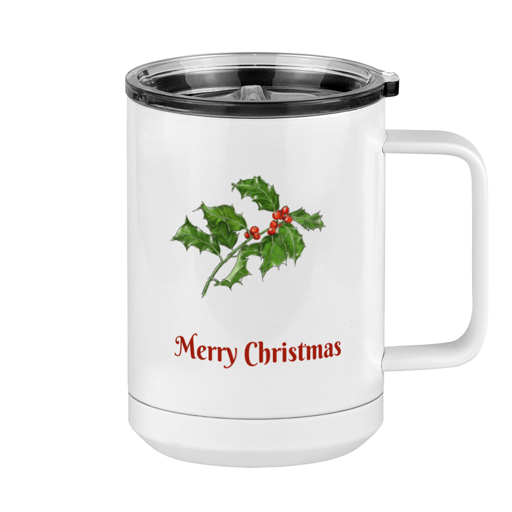Personalized Holly LeavesCoffee Mug Tumbler with Handle (15 oz) - 2-sided print - Right View