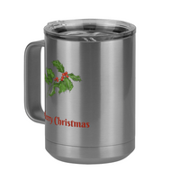 Thumbnail for Personalized Holly LeavesCoffee Mug Tumbler with Handle (15 oz) - 2-sided print - Front Left View