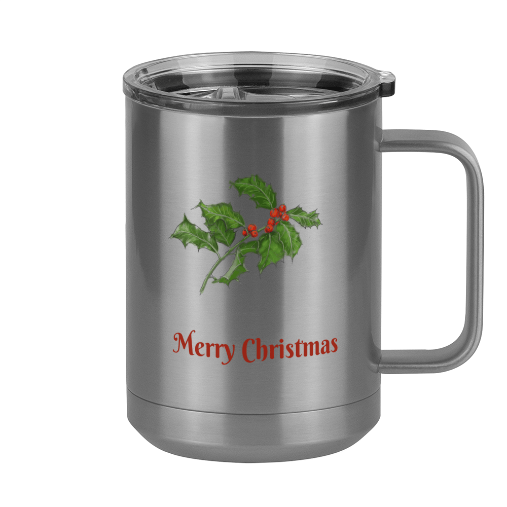 Personalized Holly LeavesCoffee Mug Tumbler with Handle (15 oz) - 2-sided print - Right View