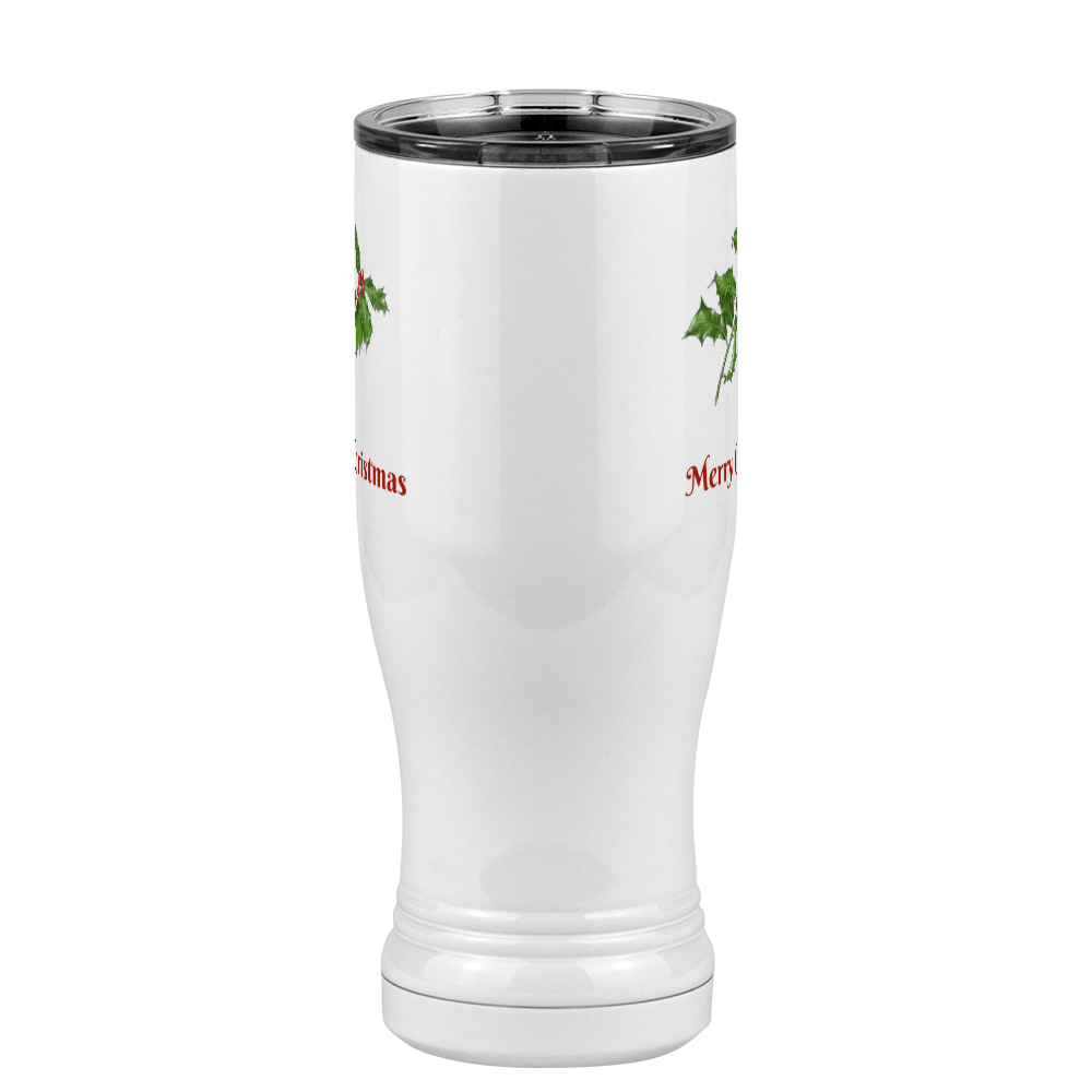 Personalized Holly Leaves Pilsner Tumbler (14 oz) - 2-sided print - Front View