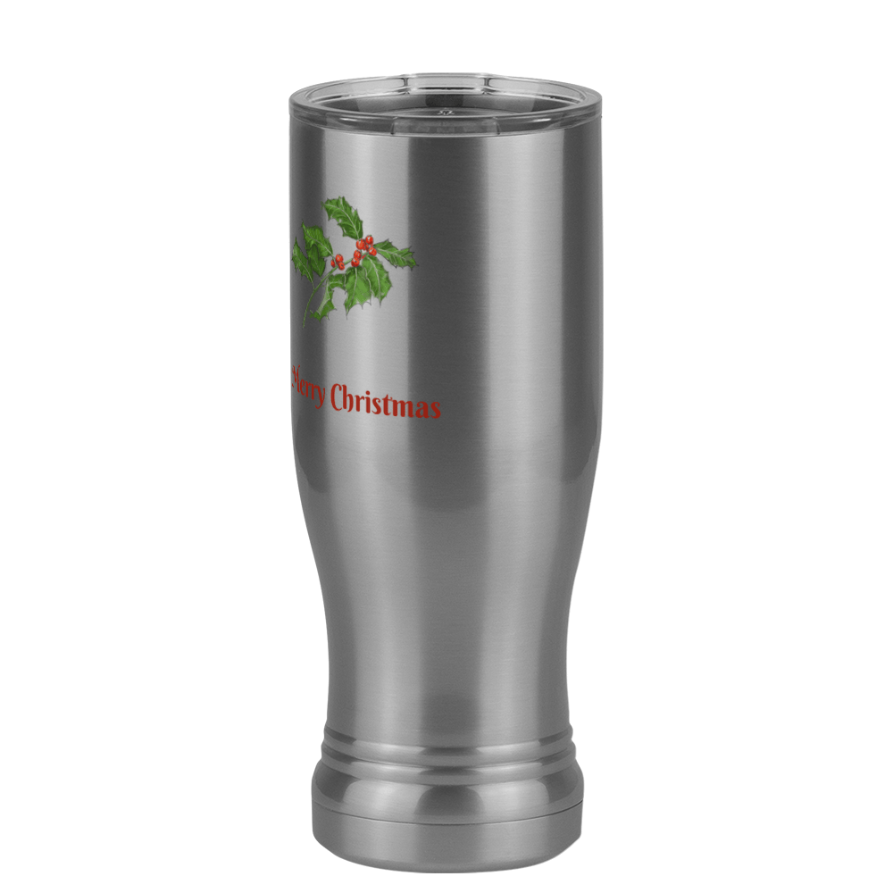 Personalized Holly Leaves Pilsner Tumbler (14 oz) - 2-sided print - Front Left View
