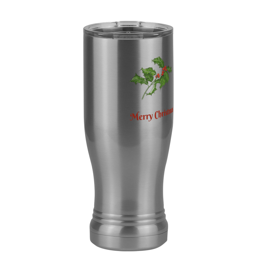 Personalized Holly Leaves Pilsner Tumbler (14 oz) - 2-sided print - Front Right View
