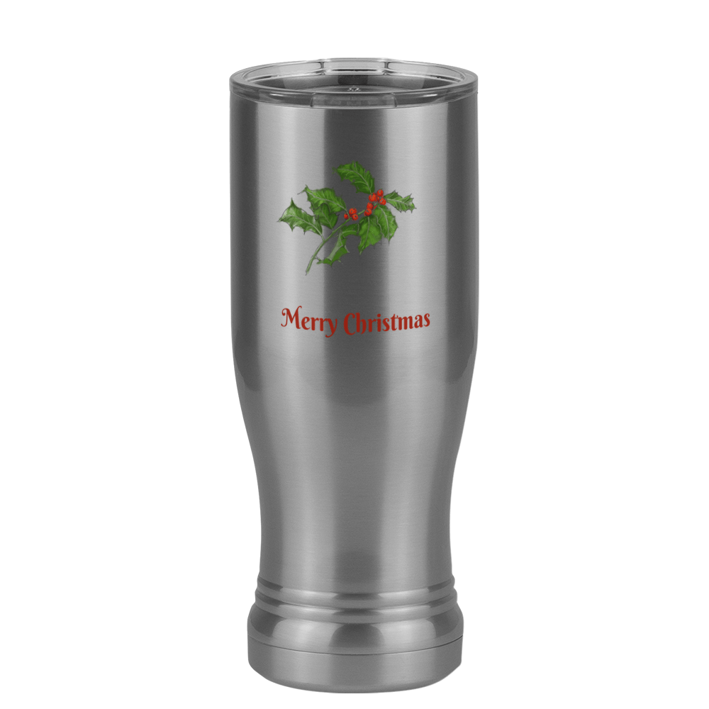 Personalized Holly Leaves Pilsner Tumbler (14 oz) - 2-sided print - Left View