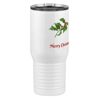 Thumbnail for Personalized Holly Leaves Tall Travel Tumbler (20 oz) - 2-sided print - Front Right View
