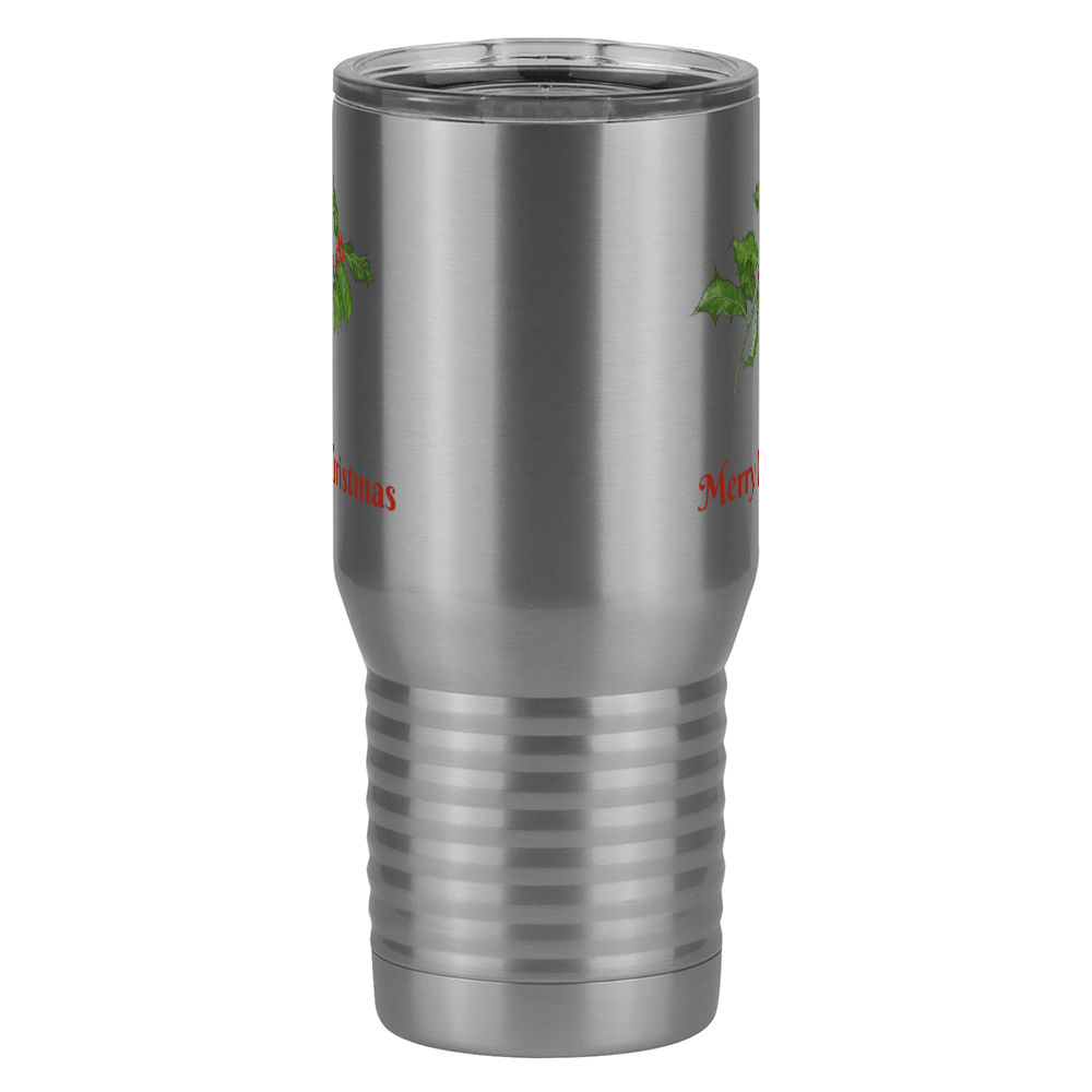 Personalized Holly Leaves Tall Travel Tumbler (20 oz) - 2-sided print - Front View