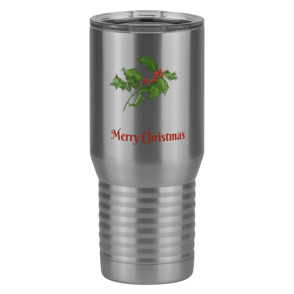 Personalized Holly Leaves Tall Travel Tumbler (20 oz) - 2-sided print - Right View