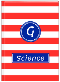 Thumbnail for Personalized Horizontal Stripes Journal - Red and Blue - Circle Nameplate - Front View