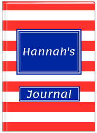 Thumbnail for Personalized Horizontal Stripes Journal - Red and Blue - Rectangle Nameplate - Front View