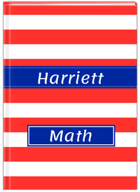 Thumbnail for Personalized Horizontal Stripes Journal - Red and Blue - Ribbon Nameplate - Front View