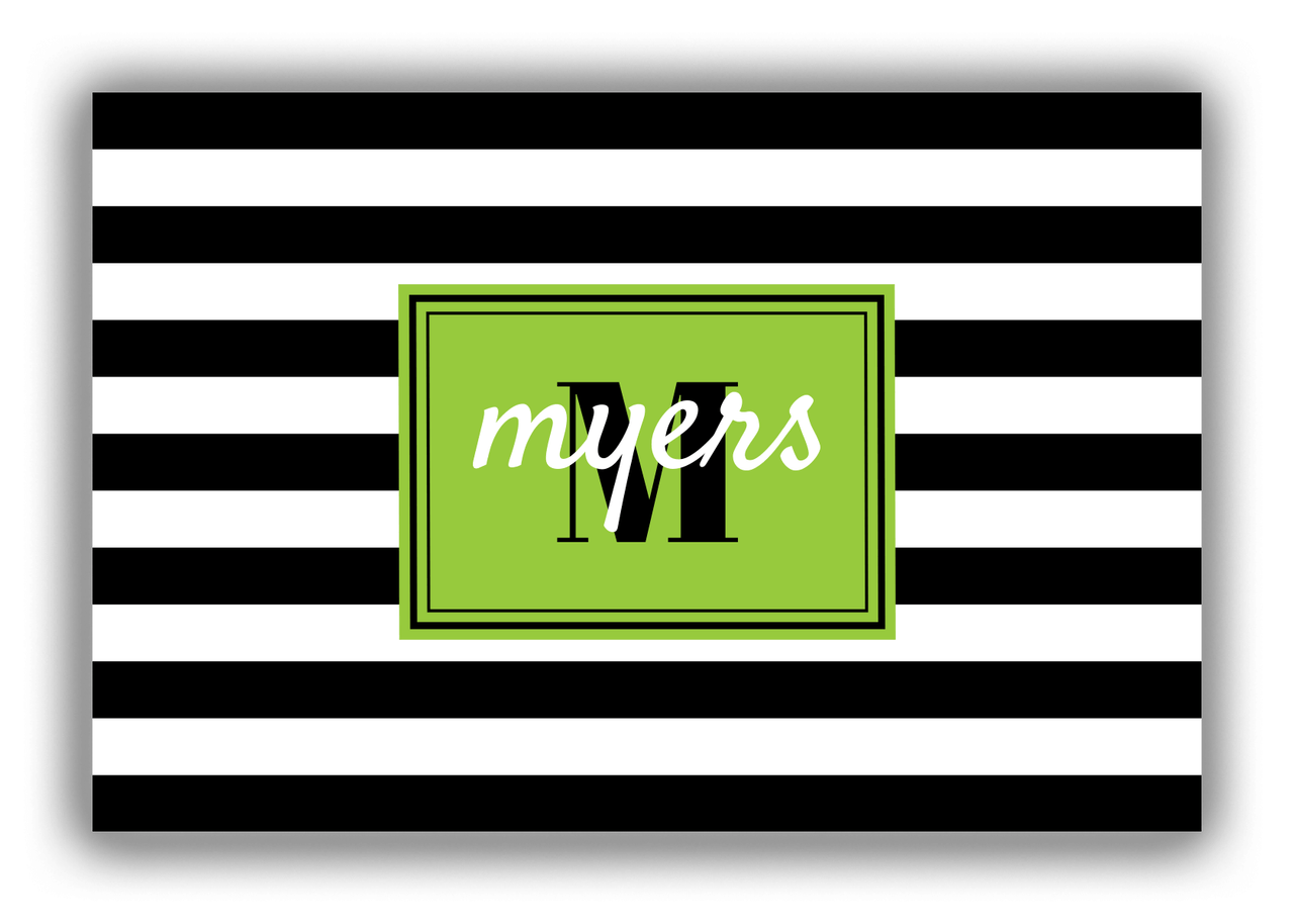 Personalized Horizontal Stripes Canvas Wrap & Photo Print - Black with Rectangle Nameplate - Front View