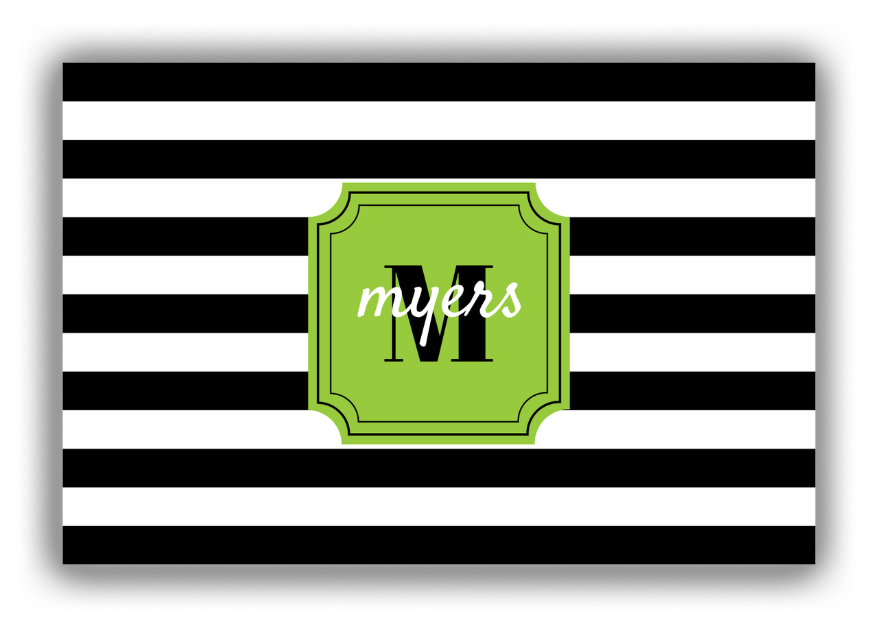 Personalized Horizontal Stripes Canvas Wrap & Photo Print - Black with Stamp Nameplate - Front View
